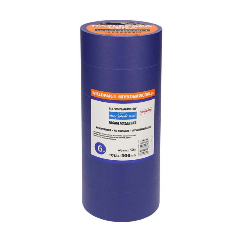 Wielopak taśm malarskich dla Wykonawców Blue Dolphin 6 x 48mm x 50m 6szt.