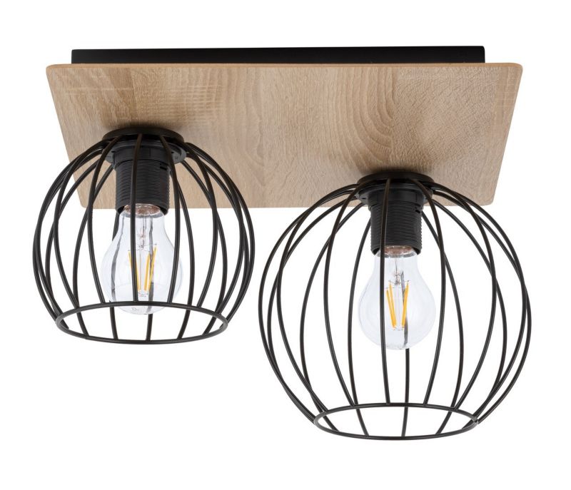 Lampa sufitowa wisząca Sigma Lighting Cyber 9362 jasne drewno-czarna dekoracyjna 2xE27 x 1 szt.