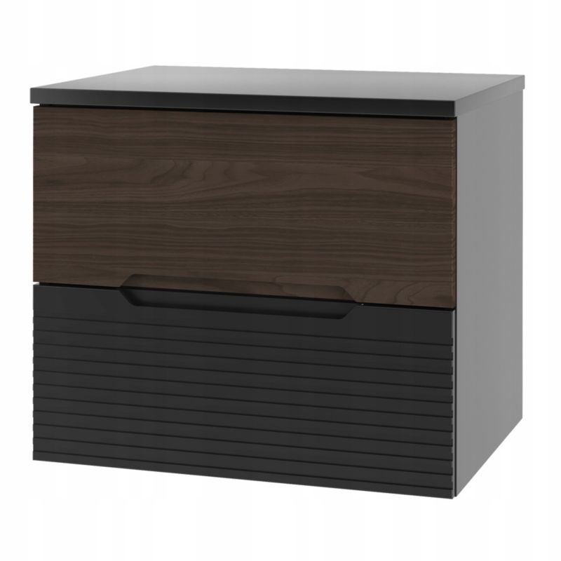 Szafka łazienkowa Furnidea 60 cm czarny orzech z blatem frezowane fronty Avella 1 szt.