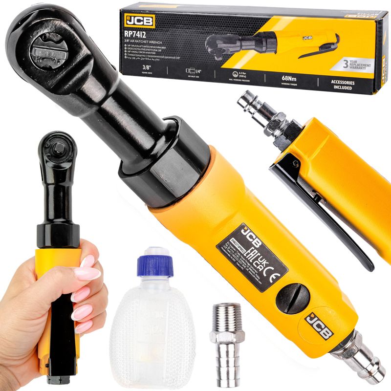 Grzechotka nasadowa pneumatyczna 3/8" JCB klucz kątowy do kompresora 68Nm 1szt.