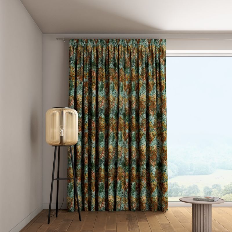 Zasłona na taśmie marszczącej 1 szt. 130 x 260 cm Dekoria abstrakcyjny zielono-pomarańczowy wzór 1 szt.