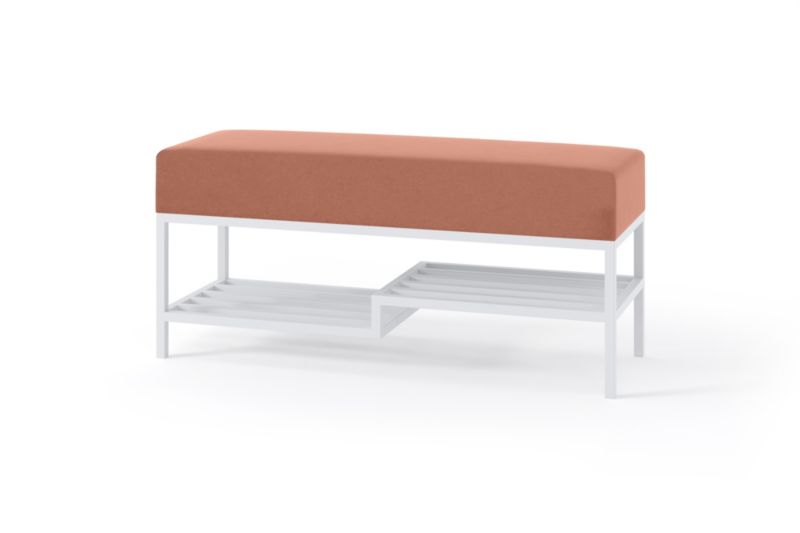 Ławka tapicerowana z półką Bettso Mello 80 cm do przedpokoju na białym stelażu różowy 1szt.