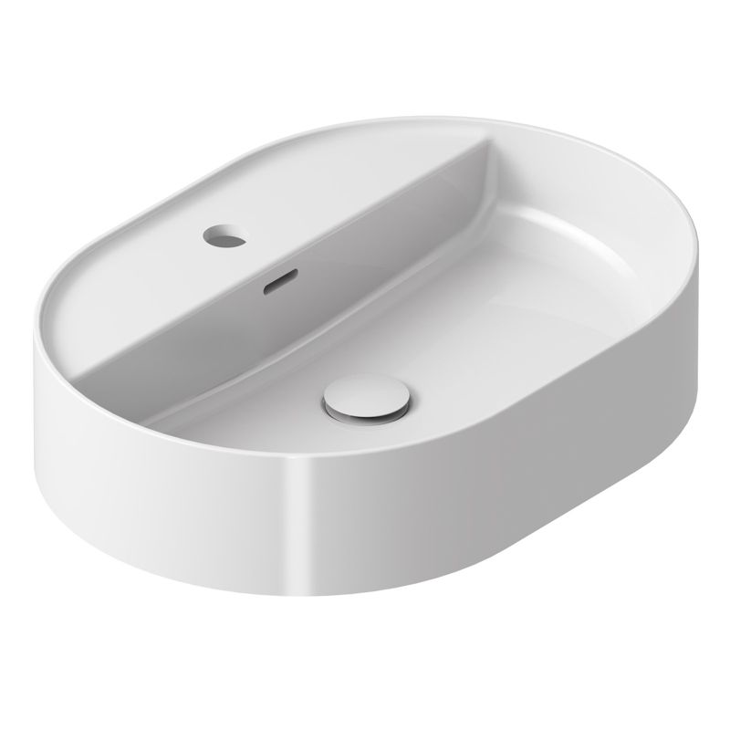 Owalna umywalka ceramiczna nablatowa Ravak Ceramic O Slim 550 z półką biała 1 szt