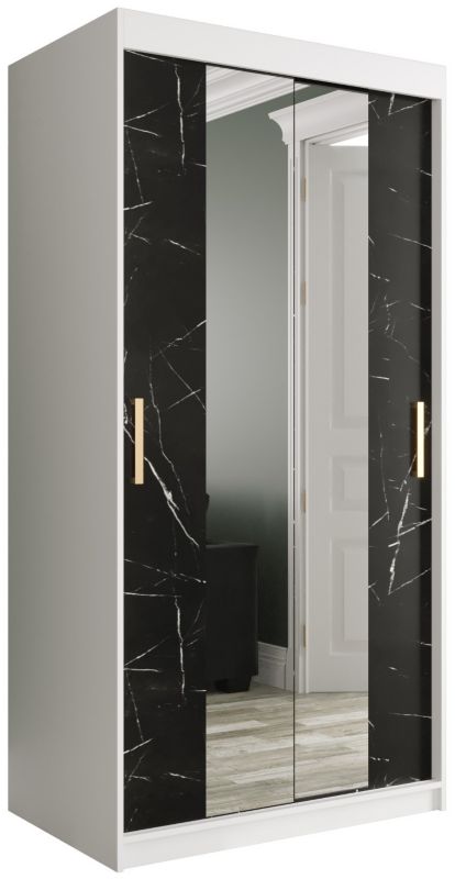 Szafa przesuwna Garderoba Abiks Marmur T1 100 biały + czarny 1 szt.