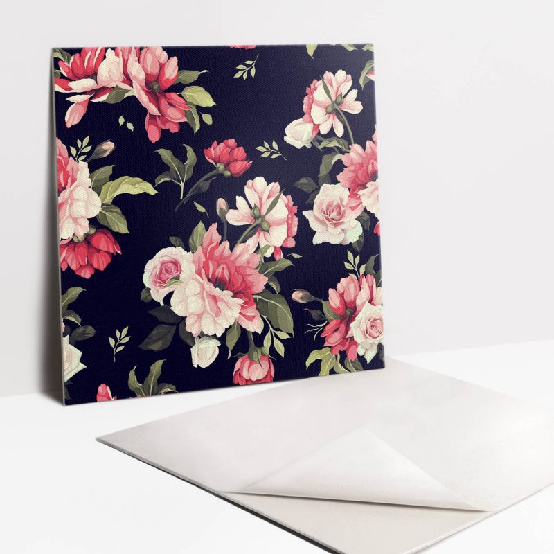 Kafelki samoprzylepne Tulup 30x30 cm Różowe kwiaty 9 szt.