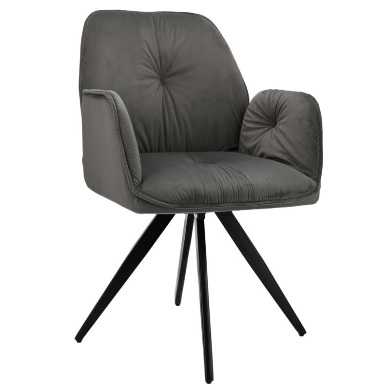 Krzesło obrotowe JUMI wygodne do jadalni sypialni welurowe PERLA szare 1 szt.