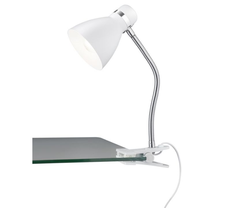 Lampka biurkowa RL Harvey biała chromowana z klipsem 1 x E27 x 10W IP20 wym: 36 x 11 x 11 cm metal - 1 szt.