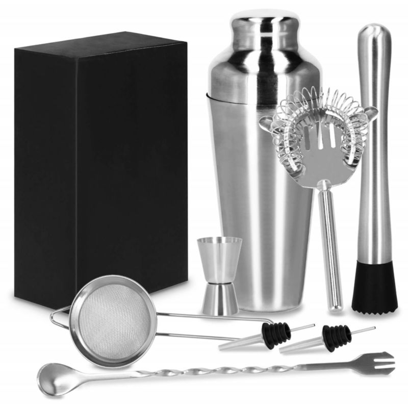 Zestaw barmański Springos 8 elementów do drinków srebrny 1 kpl.