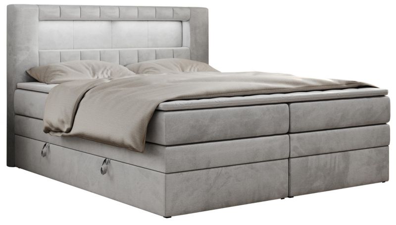 Łóżko kontynentalne MKS Meble GOLD 5 KING 140x200 H4 Jasnoszary welvet 1szt.