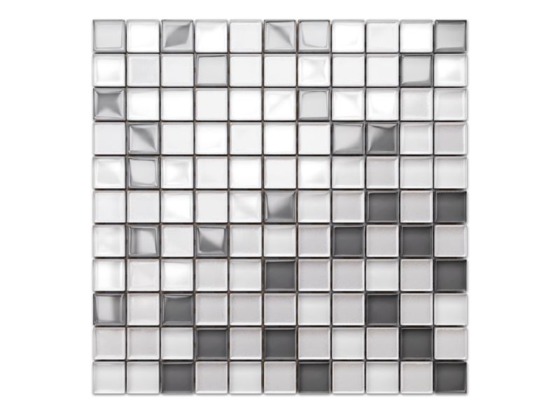 Mozaika szklana Ilcom szara perła biała mix 30x30cm 1 szt.