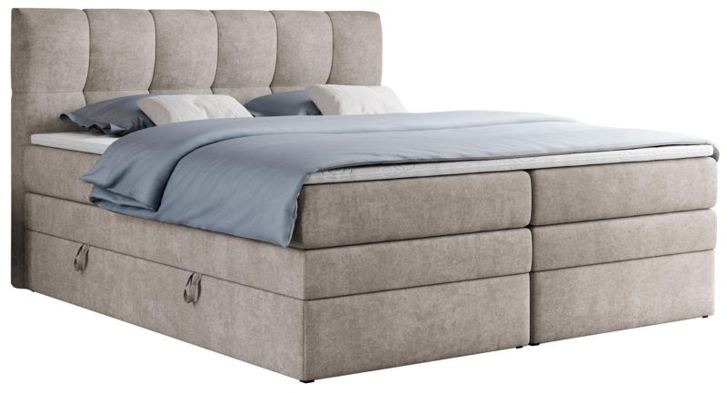 Łóżko kontynentalne MKS Meble ALVIN KING 140x200 H4 Beżowy struktura 1szt.