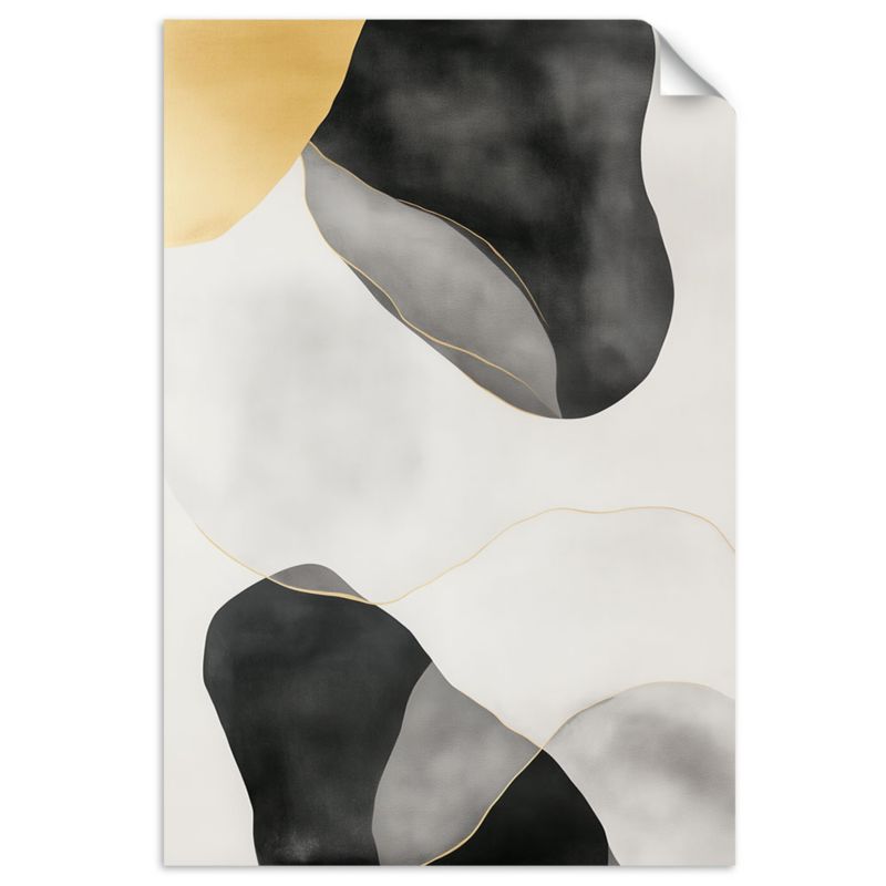Naklejka na ścianę do salonu sypialni Feeby Abstrakcja w plamy Złoty Szary Czarny 70x100cm 1szt