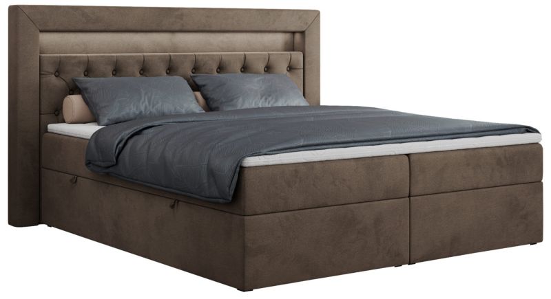 Łóżko kontynentalne MKS Meble GOLD 6 120x200 H4 Brązowy welvet 1szt.