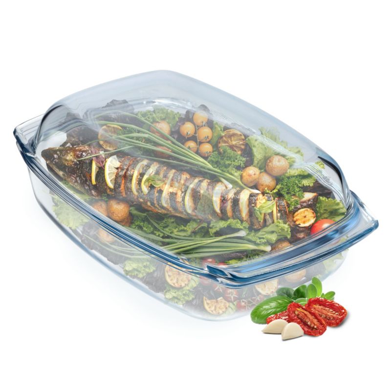 Naczynie Żaroodporne KADAX 5L Z Pokrywą Do Zapiekania Prostokątne Szklane 1szt.