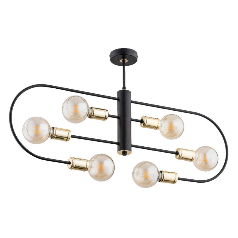 Lampa sufitowa Alfa Signa czarno-złota wym: 36 x 10 x 88 cm 6xE27 x 15W 1 szt.