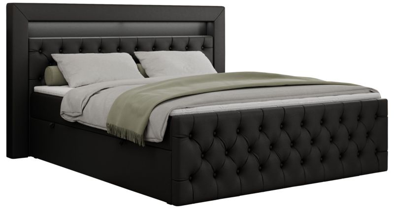 Łóżko kontynentalne MKS Meble GOLD 9 140x200 H3 Czarny ecoskóra 1szt.