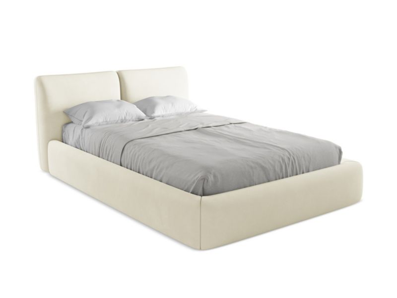 Łóżko LaMiaSofa Hoku z tkaniny szenilowej 140x200 beżowy 1 szt.