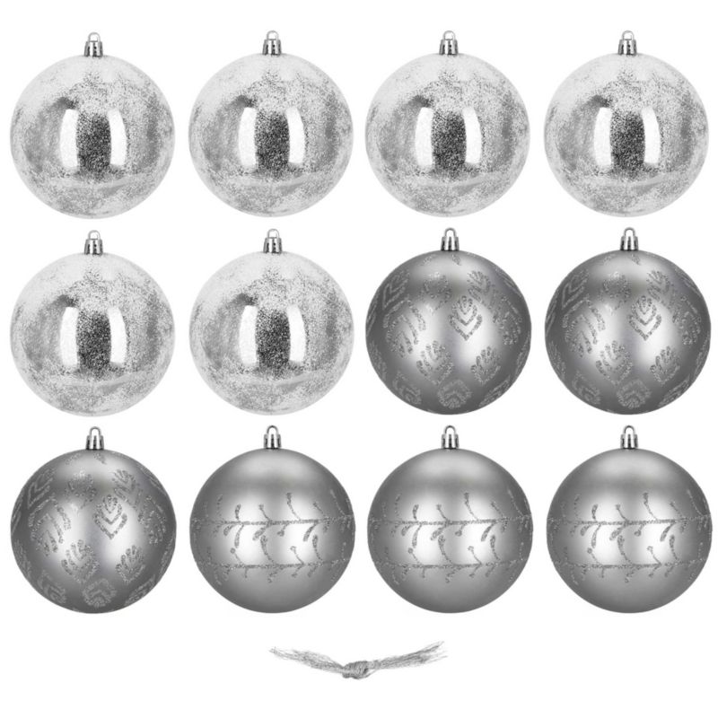 Bombki choinkowe Springos 11 cm srebrne 12 szt.