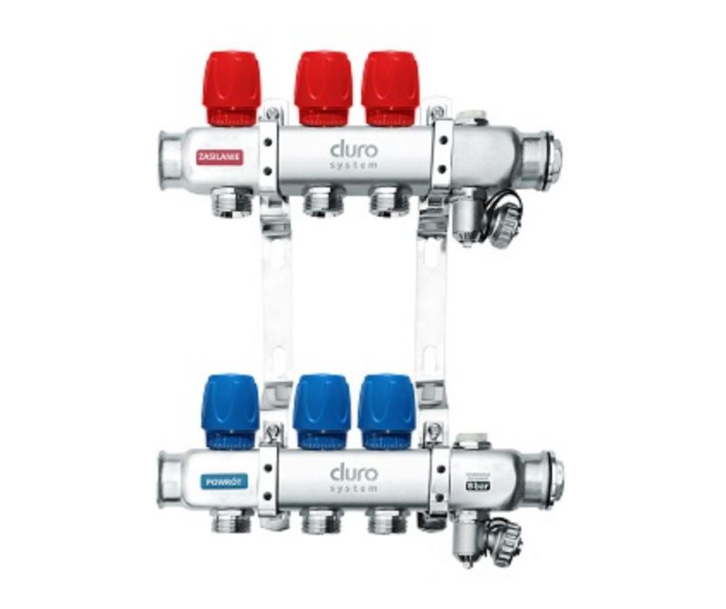 Rozdzielacz Duro 3 sekcje zawory regulacyjne do podłogówki 1szt