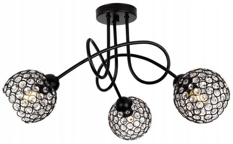 Lampa sufitowa wisząca Light Home LH Crystal 3x E27 60W zakręcana czarny 1szt.