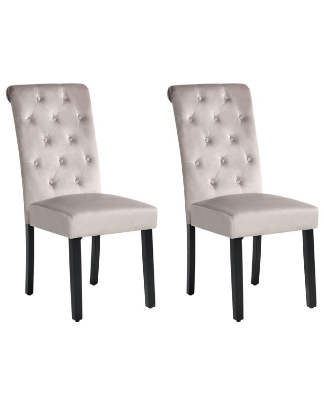 Zestaw 2 krzeseł do jadalni Velva Welur Szary 1 par.