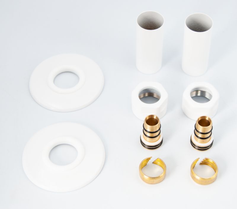 Zestaw zaciskowy maskujący Luxrad do rury Pex biały do instalacji grzewczej 1 kpl