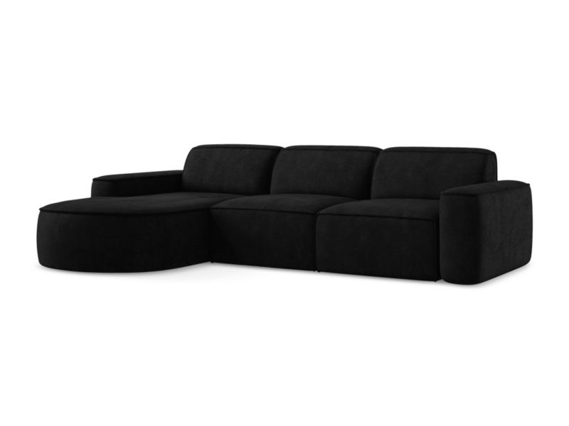 Narożnik lewostronny LaMiaSofa MELISSA z tkaniny szenilowej 284x166 cm czarny 1 szt.