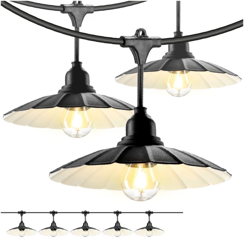 Girlanda ogrodowa 5m + żarówki LED Kobi + 5x klosz czarny 1kpl.