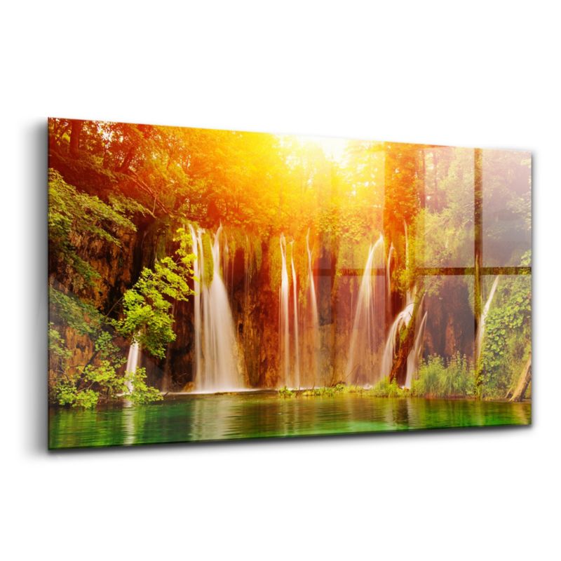 Foto Obraz Ścienny Szklany Wallfluent 100x50 cm Malowniczy Widok Na Wodospad 1 szt.