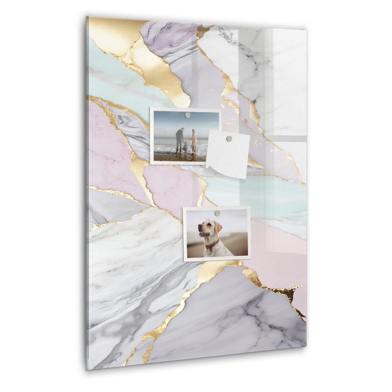 Szklana tablica magnetyczna Wallfluent 40x60 cm Marmur dekoracyjny Czarny marker 1 szt.