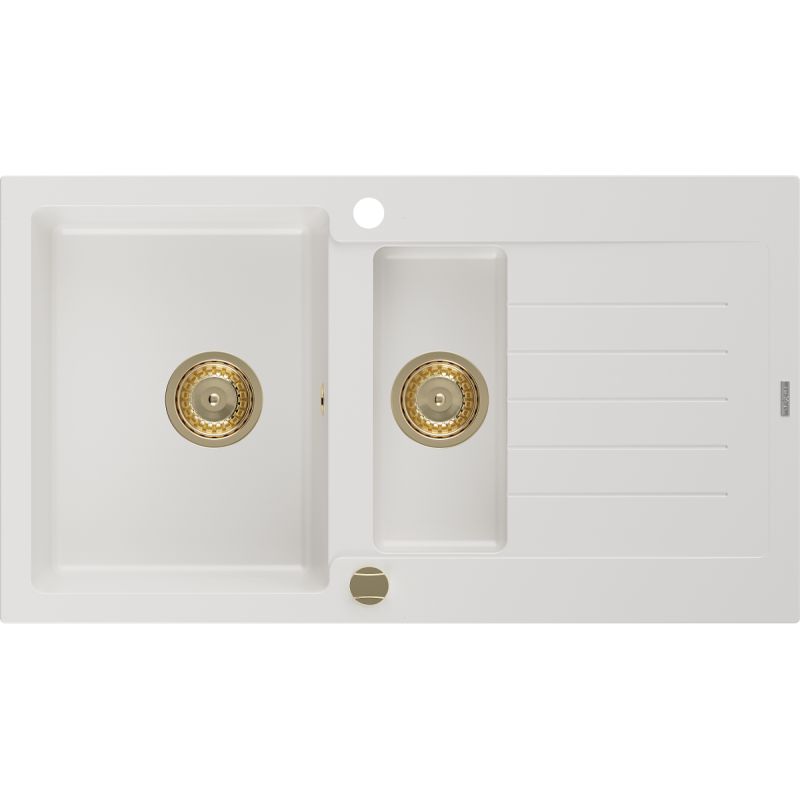 Zlewozmywak wpuszczany Mexen Matias 1,5-komorowy biały 900x505 mm 6502901505-20-G