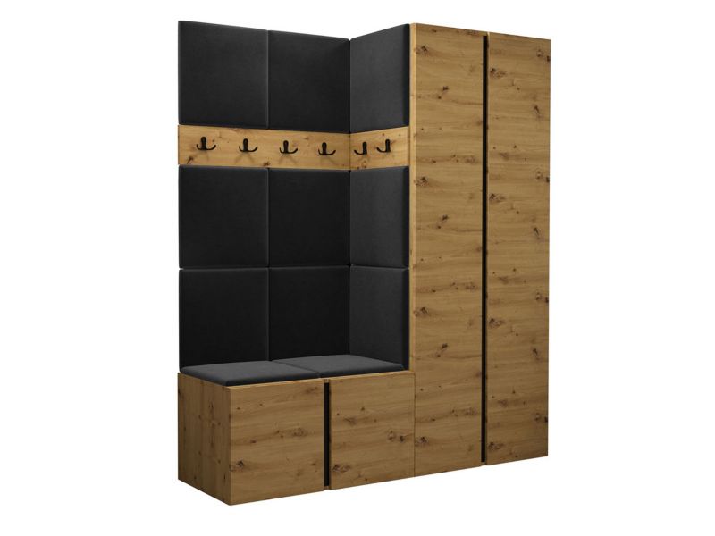 Garderoba MIRJAN 24 Orion III dąb artisan/czarny + czarny 1 kpl.