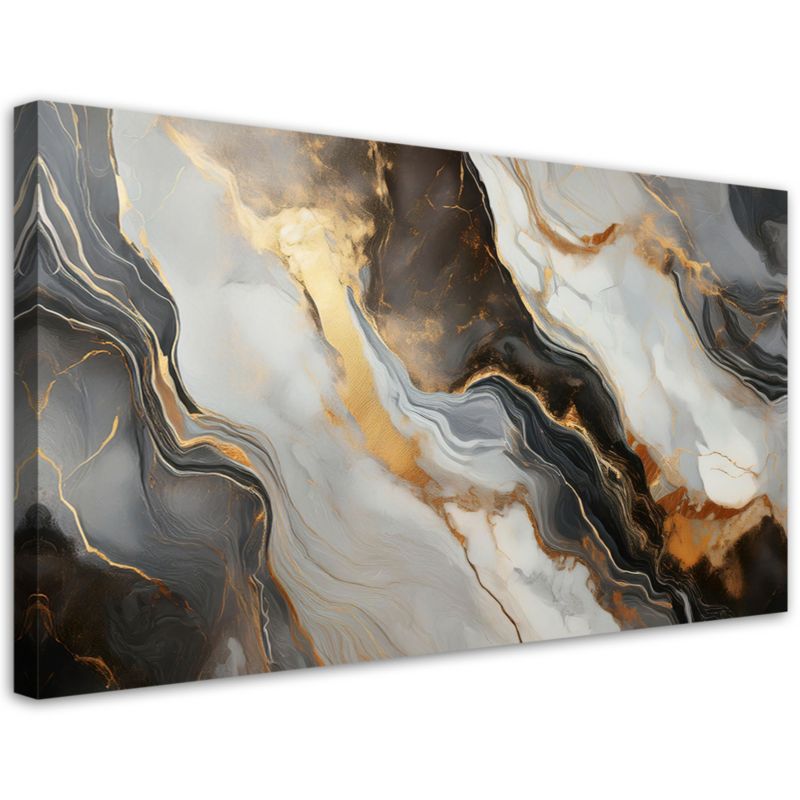 Obraz na płótnie Feeby Czarno Szary Marmur Industrialna Abstrakcja 80x40cm 1szt