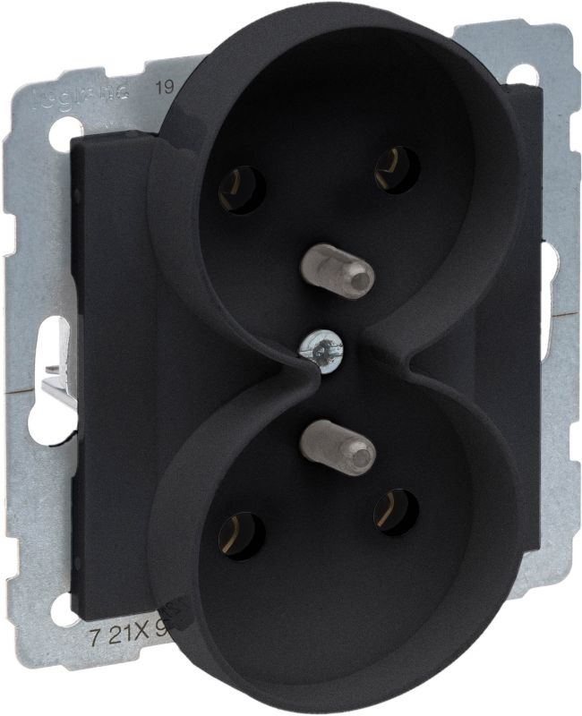 Gniazdo podwójne Legrand Suno z uziemieniem czarne