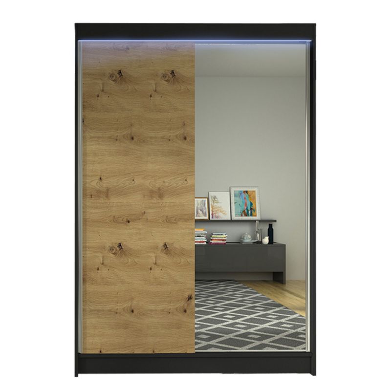 Szafa MIRJAN 24 z drzwiami przesuwnymi Lino I z oświetleniem RGB czarny/dąb artisan 1 szt.