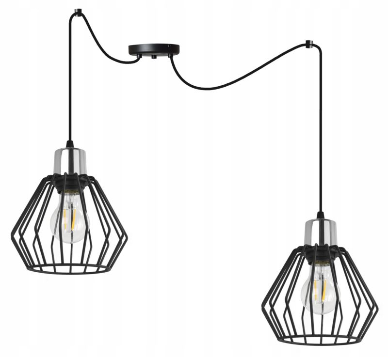 Lampa sufitowa wisząca Light Home LH Spider Nuvola 2x E27 60W czarny/srebrny 1szt.