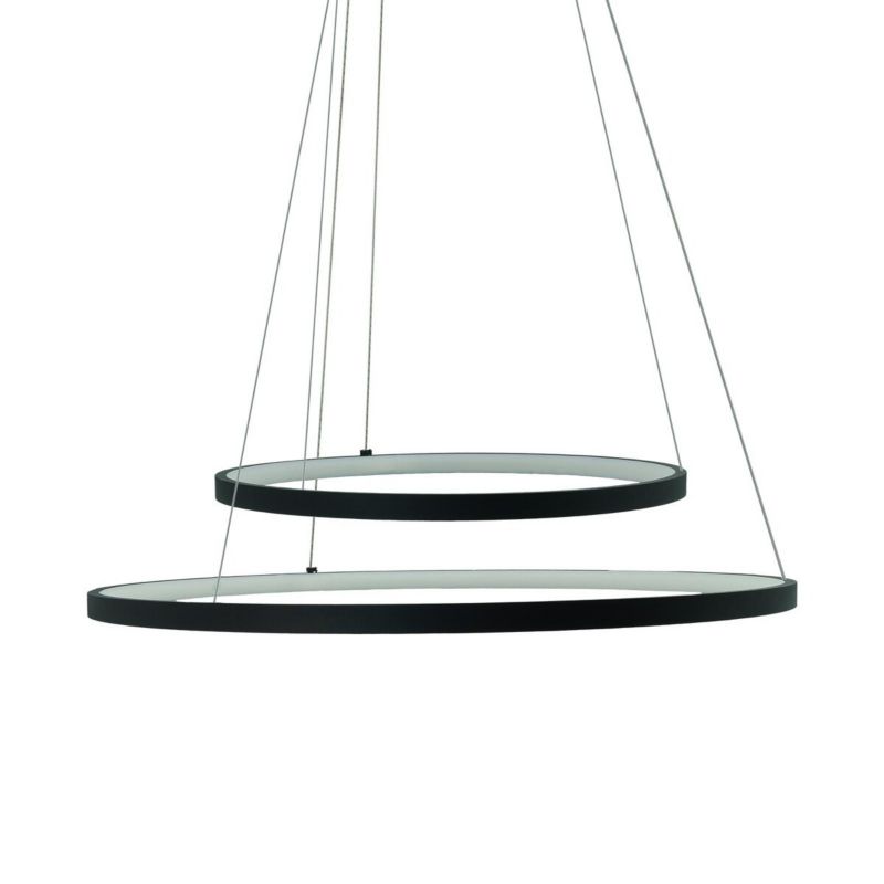 Lampa wisząca IdeaLED Peoria 0723 czarno-biała dwa ringi pilot 2xwbudowany LED x 54W 1 szt.