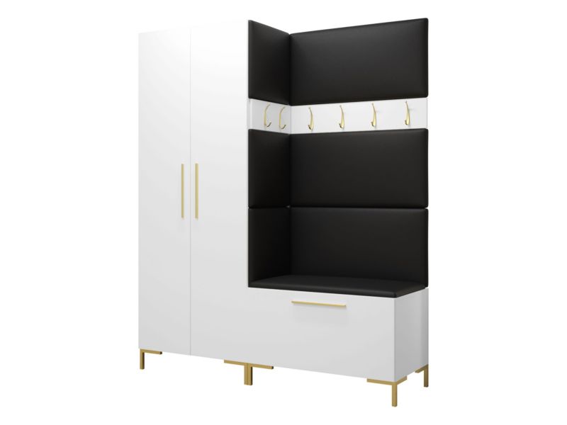Garderoba MIRJAN 24 Zilion I biały + czarna ekoskóra 1 kpl.