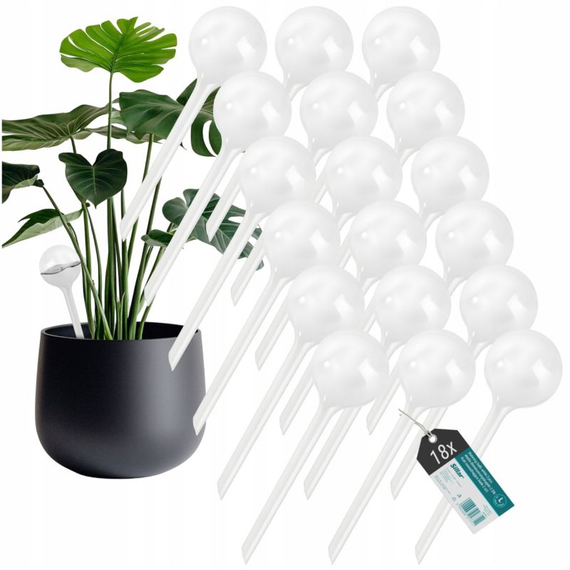 Nawadniacz, Sillar, kule nawadniające, do podlewania roślin, kwiatów, rozmiar L, 24cm, 250ml, biały, 18szt