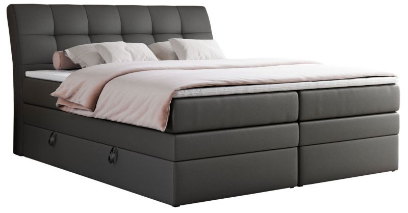 Łóżko kontynentalne MKS Meble GOLD 10 KING 180x200 H4 Szary ecoskóra 1szt.