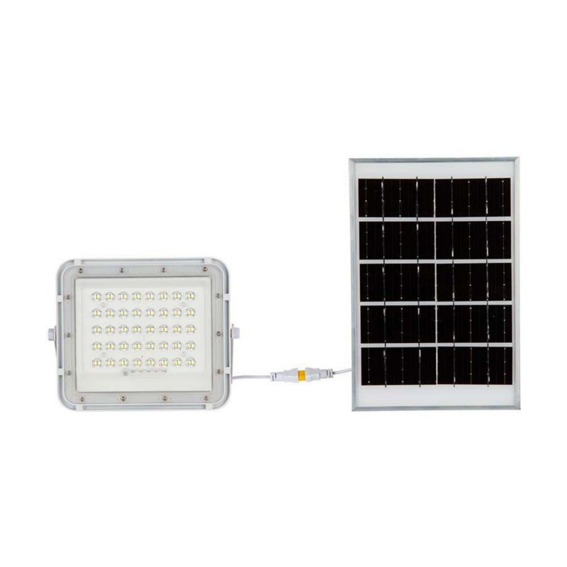 Naświetlacz solarny LED V-TAC biały LED 10W 6400K 800lm z pilotem IP65 wym: 17 x 19 x 5,5 cm aluminium - 1 szt.