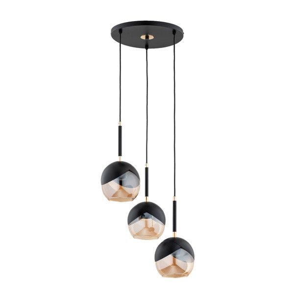 Lampa wisząca Alfa Prada czarno-złota wym: 85 x 38 x 38 cm 3xE27 x 15W 1 szt.