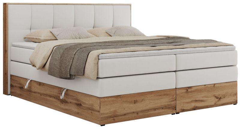 Łóżko kontynentalne MKS Meble ALBERO 1 KING 180x200 H4 Biały ecoskóra 1szt.