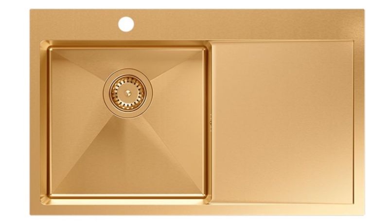 Zlewozmywak stalowy Quadron Russel 78x48 cm, montaż wpuszczany, kolor miedź, 1 szt.