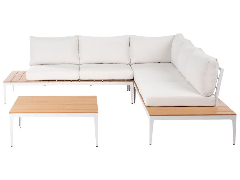 Narożnik ogrodowy ze stolikiem dla 5 osób Positano Złamana biel 1 kpl