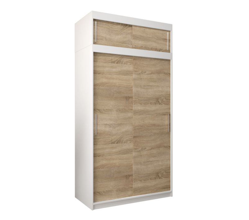 Szafa przesuwna Garderoba Abiks Tokyo 120 biały + sonoma z nadstawką 1 szt.