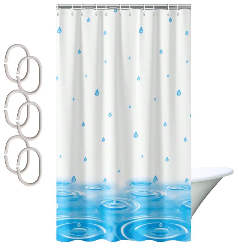 Zasłona prysznicowa Estiva tekstylna 120x200 wzór krople niebieskie 1 szt.