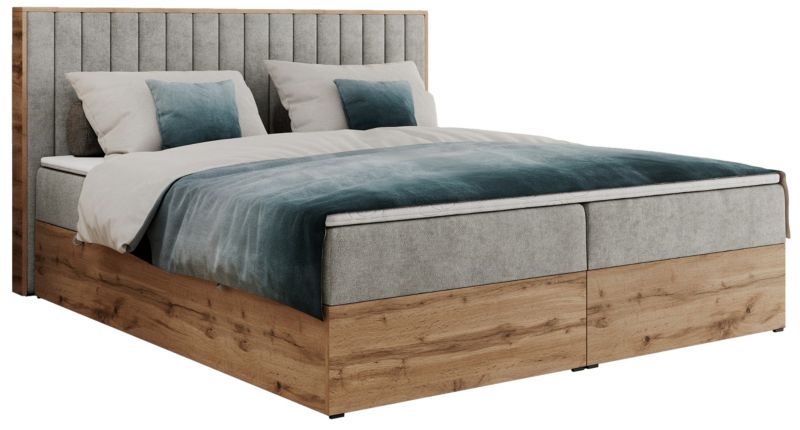 Łóżko kontynentalne MKS Meble ALBERO 4 180x200 H4 Jasnoszary struktura 1szt.