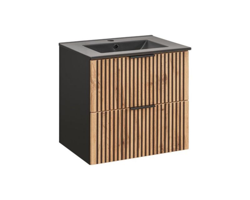 Szafka Comad pod umywalkę XILO BLACK WOTAN 82 60cm czarna/dąb 1 szt