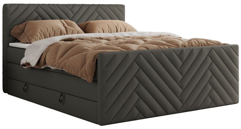 Łóżko kontynentalne MKS Meble PARIS KING DUO 140x200 H4 Szary ecoskóra 1szt.